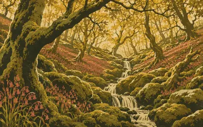 Wood of Cree, Oak and moss on the river: an illustration of a place on this route.